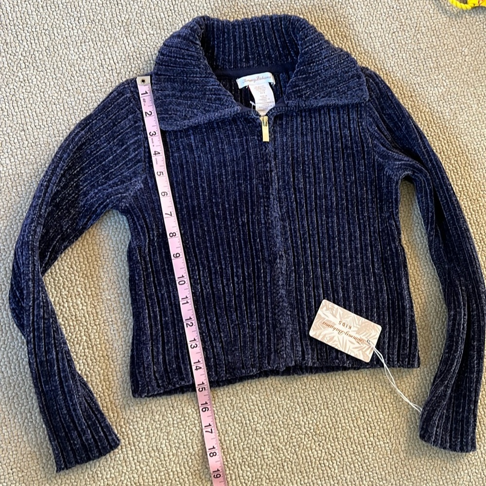Tommy Bahama girls zip up navy cardigan sweater